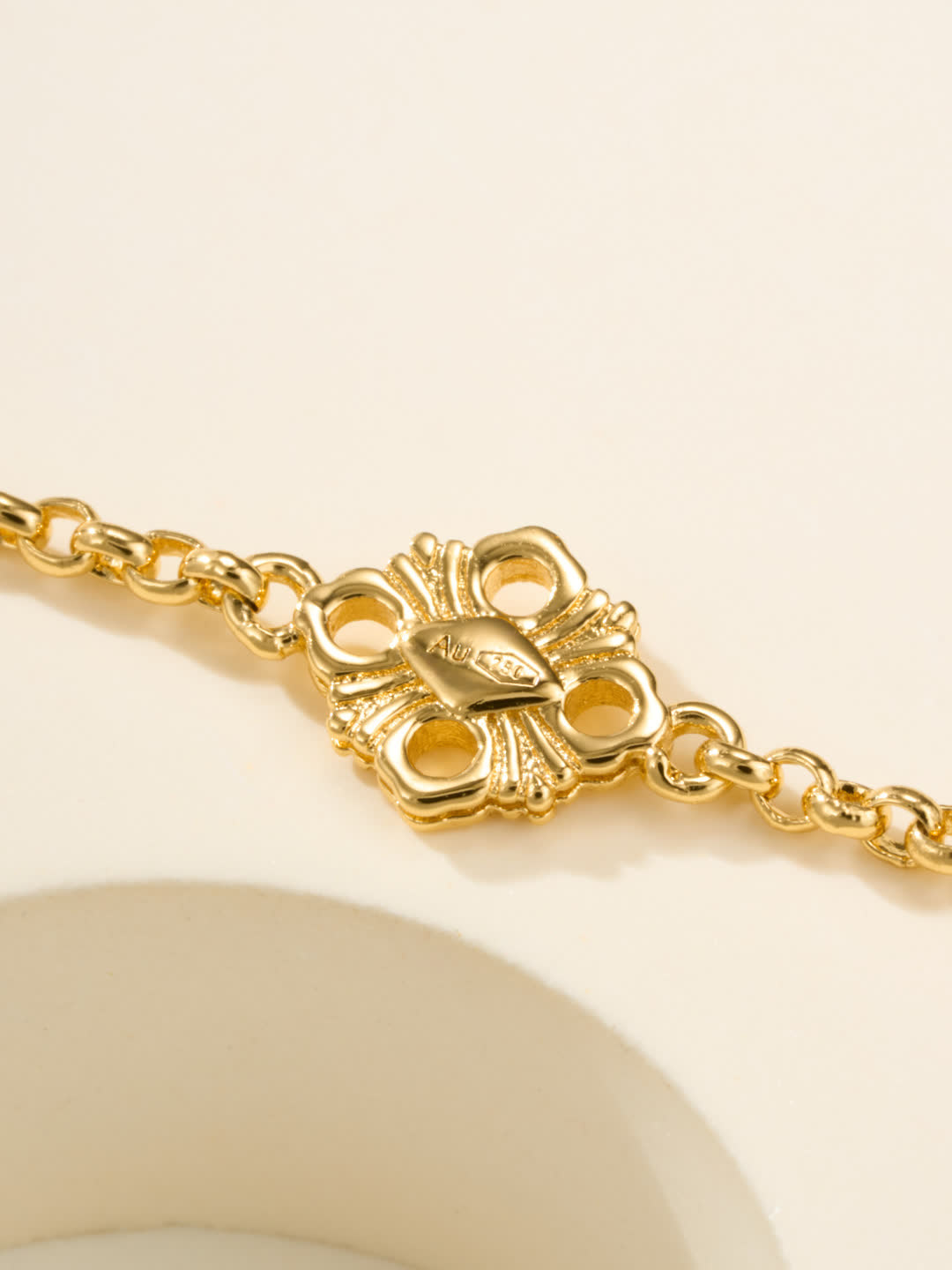 Van Cleef & Arpels Gold and Red Enamel Flower Bracelet